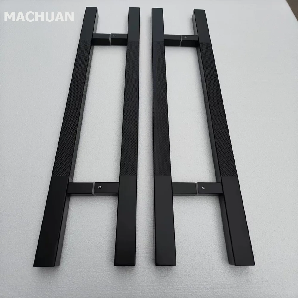 Manufacture Customized Simple Modern Design Glass Handles Luxury Black Stainless Steel Long Pull Entrance Door Handle