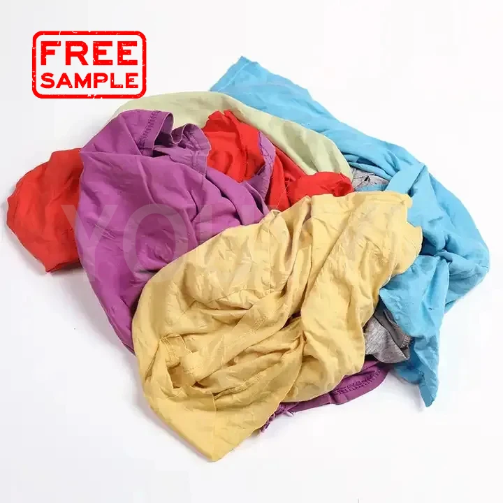 Free Sample Dark Color Mixed Printed T Shirt Wiping Used Rags 100% Cotton Strong Rags Water Absorbency Industrial Cleaning Rags