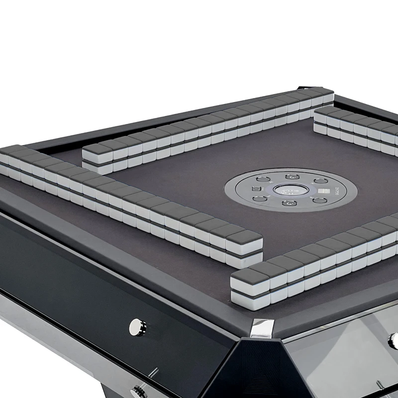 Customizable Black Glass Automatic Mahjong Machine Premium Game Table for Mahjong Players