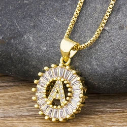 New Fashion Gold Plated Cubic Zirconia 26 Initial Letter Pendant Necklace For Women Charm Neck Chain Jewelry Customization