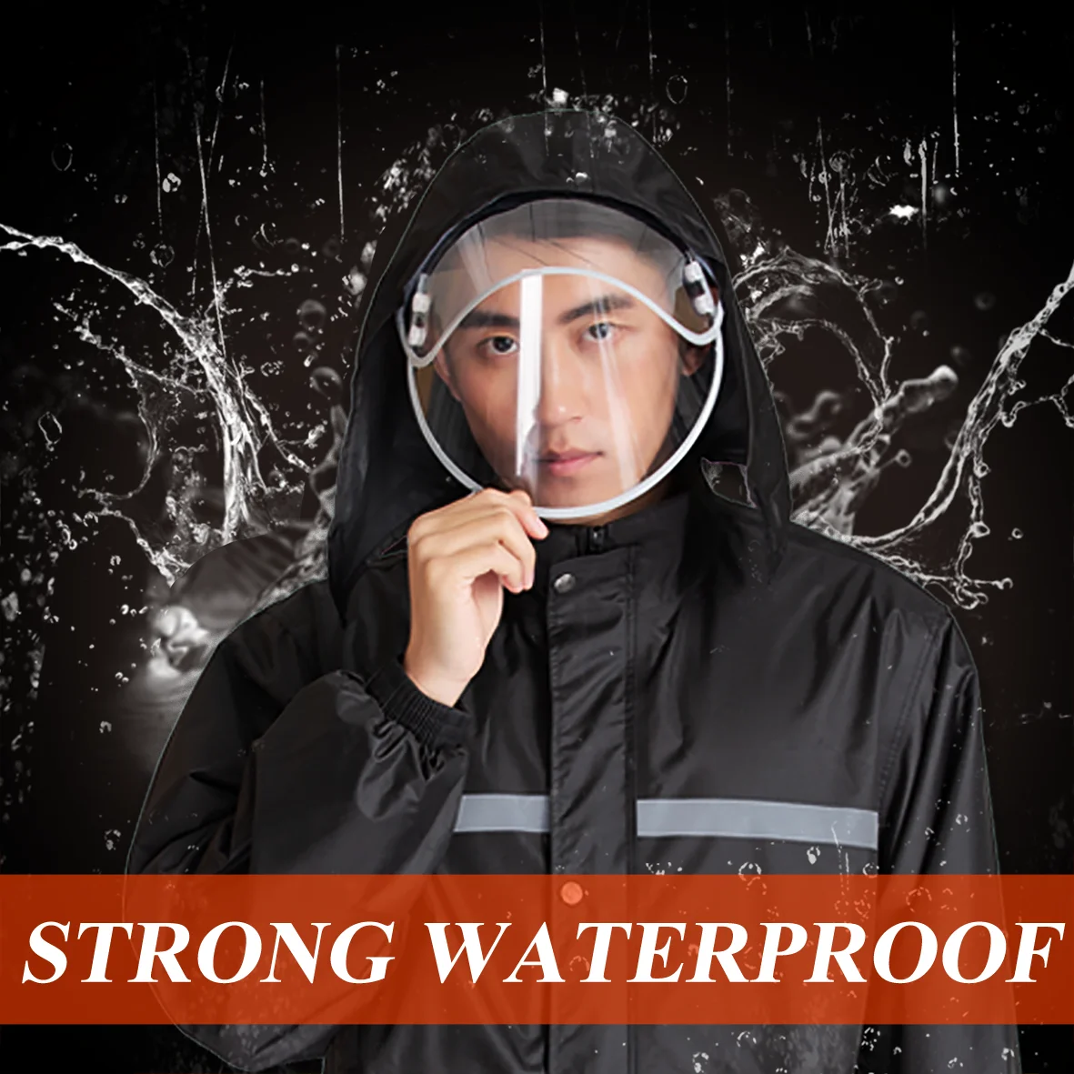 Long Sleeve Hi Vis Reflective Road Safety Raincoat Men Yellow Polo Cheap Logo Tape Feature with Oxford Fabric