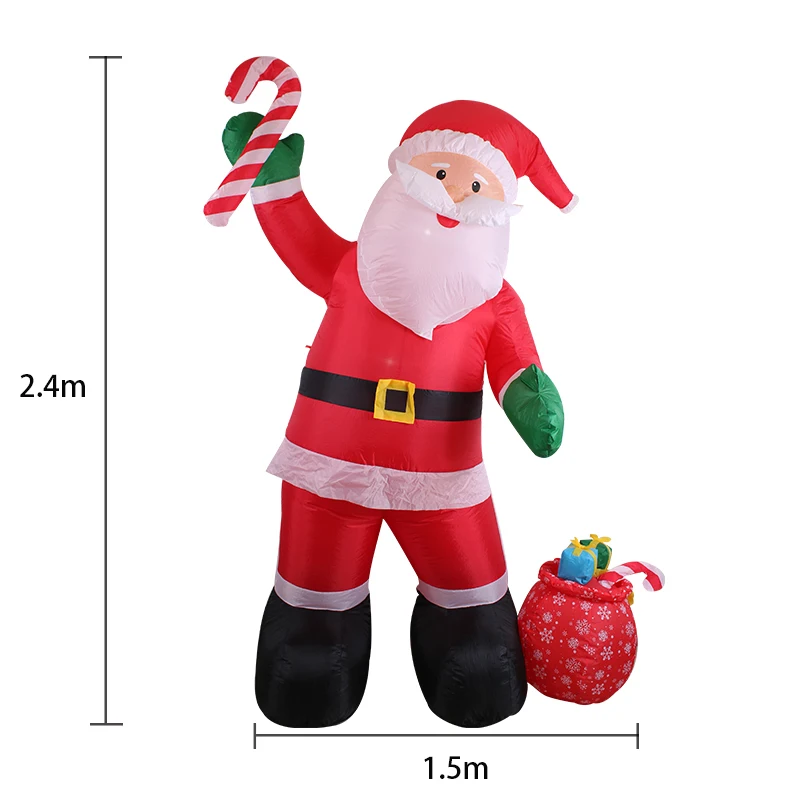 2,4 м наружная декоративная светодиодная надувная Рождественская надувная модель пожилого человека надувная машущая Санта-Клаус
