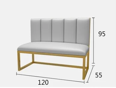 Customize Booths Cafe Restaurant Seating Furniture PU Leather Booth Sofa Seating Stainless Steel Bench Seat