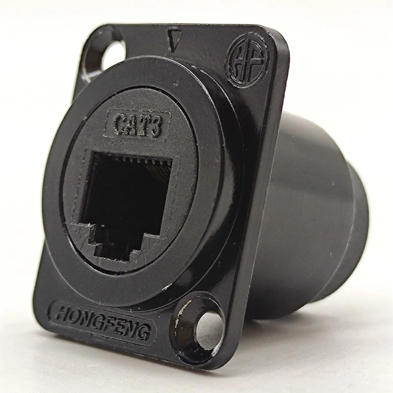 Panel Mount Black RJ12 6P6C Jack Connector Data Transfer Dual Port CAT3 Socket Adapter
