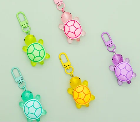 3D big colorful  lucky charms glowing sea creatures ocean beach figurine resin turtles luminous keychain mini bag car keyring