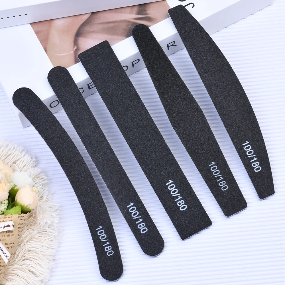 100/180/240 Grit Professional Quality Half Moon/Curved/Diamond Buffer Black Manicure Nail Files Custom Logo