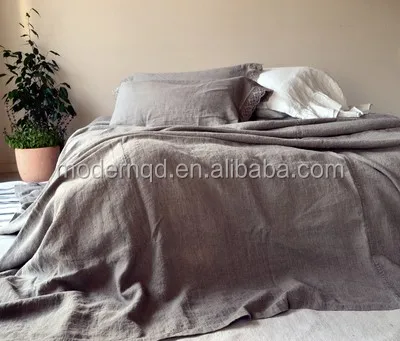 European linen solid bedding sets Preshrunk organic pure Linen bed sheet 185gsm flax linen stone washed bed Sheet