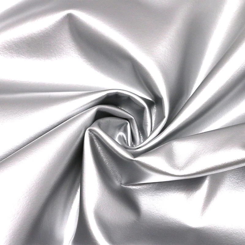 Customization Milk Silk Laminate Pu Silver Film Waterproof Fast Heat Storage Elastic Shape Slimming Spandex Sauna Suit Fabric