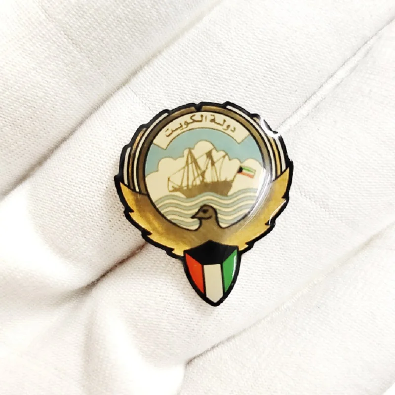 Custom Metal Kuwait Logo Car Grille Emblem Badges Professional Magnetic Sublimation Printing Kuwait National Day Iron Souvenir