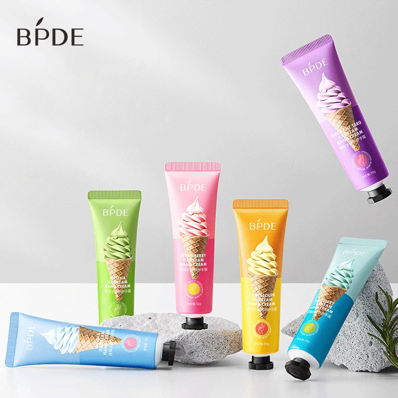 OEM BPDE private label Vanilla Strawberry Cantaloupe Ice Cream whitening moisturizing skin care hand care beauty hand cream