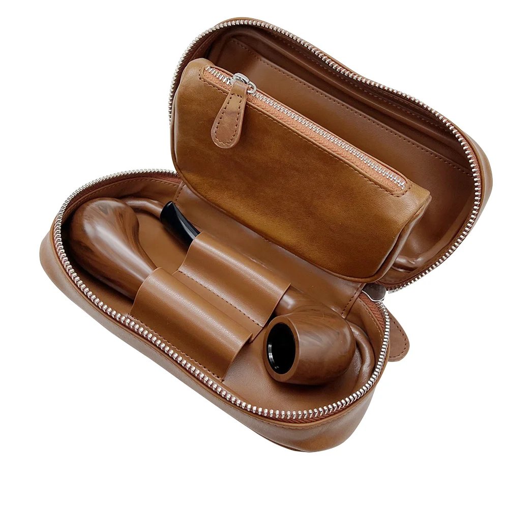 wholesale custom tobacco pipe accessories genuine leather pouch bag