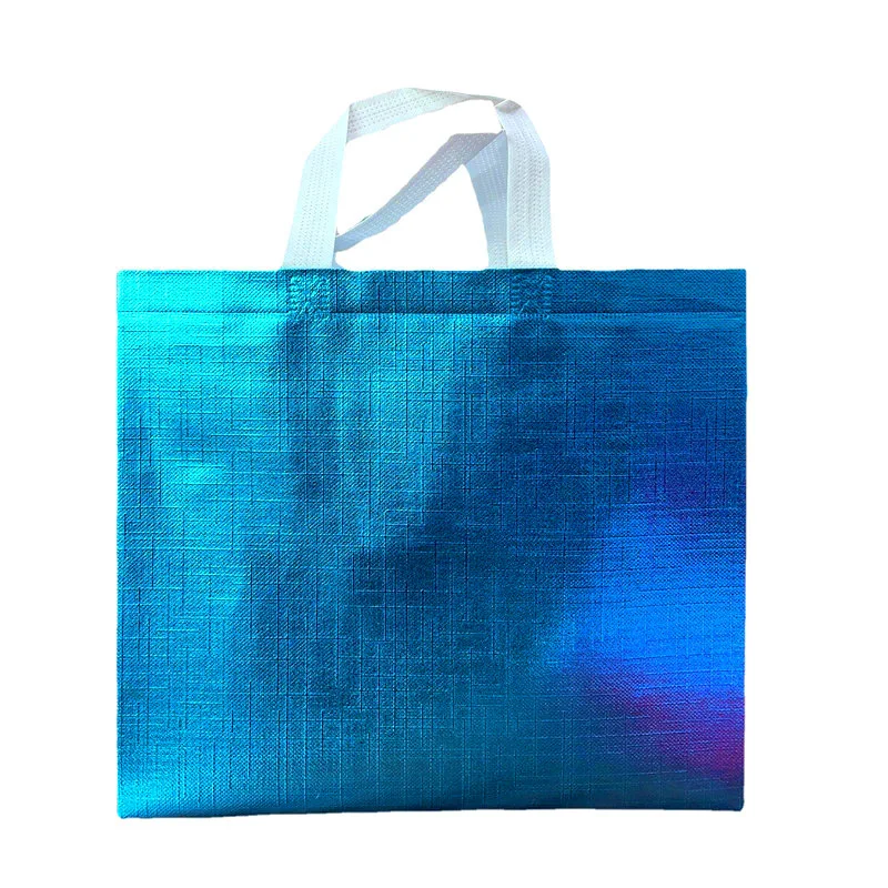 Bulk sale custom reusable silver color metallic non woven tote bag