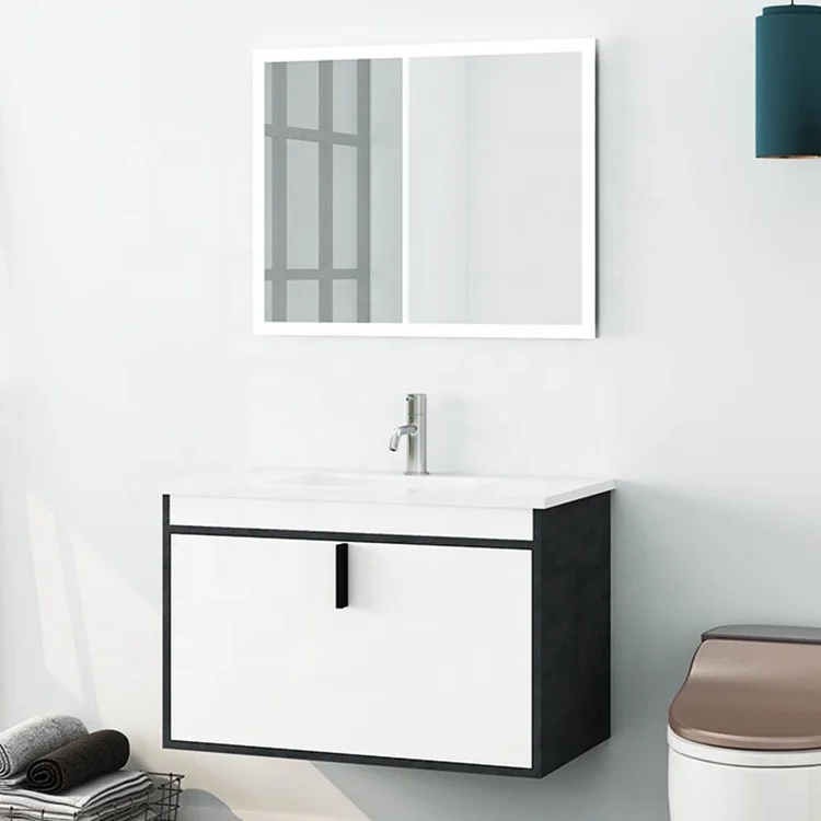 Knock-Down White Lacquer Wall Hung Plywood Bathroom Design Vanity Cabinet