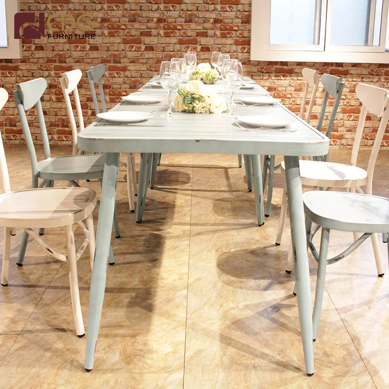 French Furniture Durable Antique Aluminium Dining Table Indoor And Outdoor Use