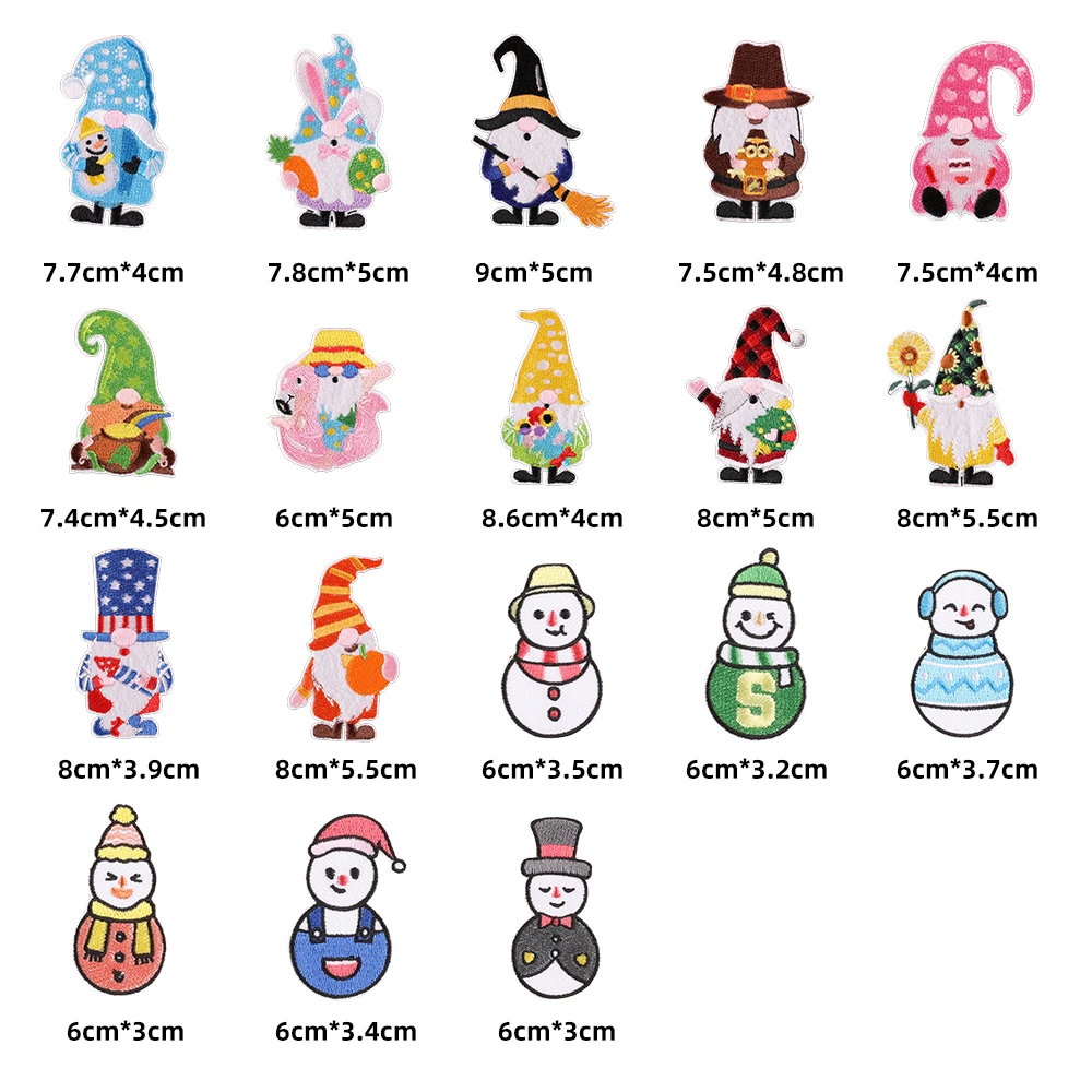 lovely christmas holiday self-adhesive snowman design embroidered decoration patch for bag hat