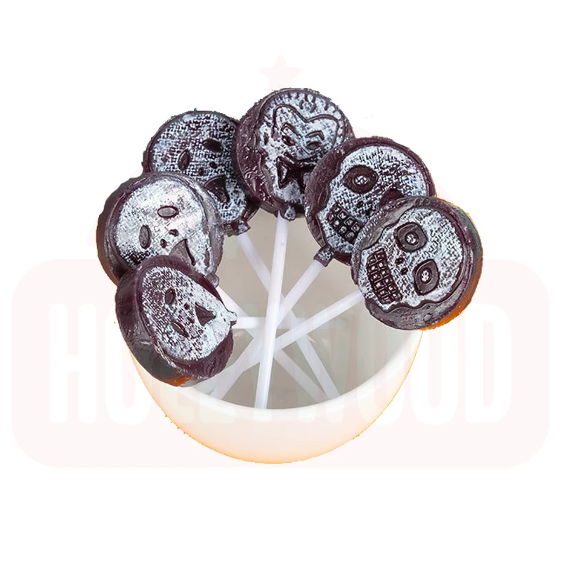 Holeywood 3D 8g Skull Hard Candy Lollipop Mixed Fruit and Sugar Ball Halloween Prank Halal Certified