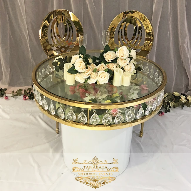 Stainless steel round crystal chandelier wedding cake stand