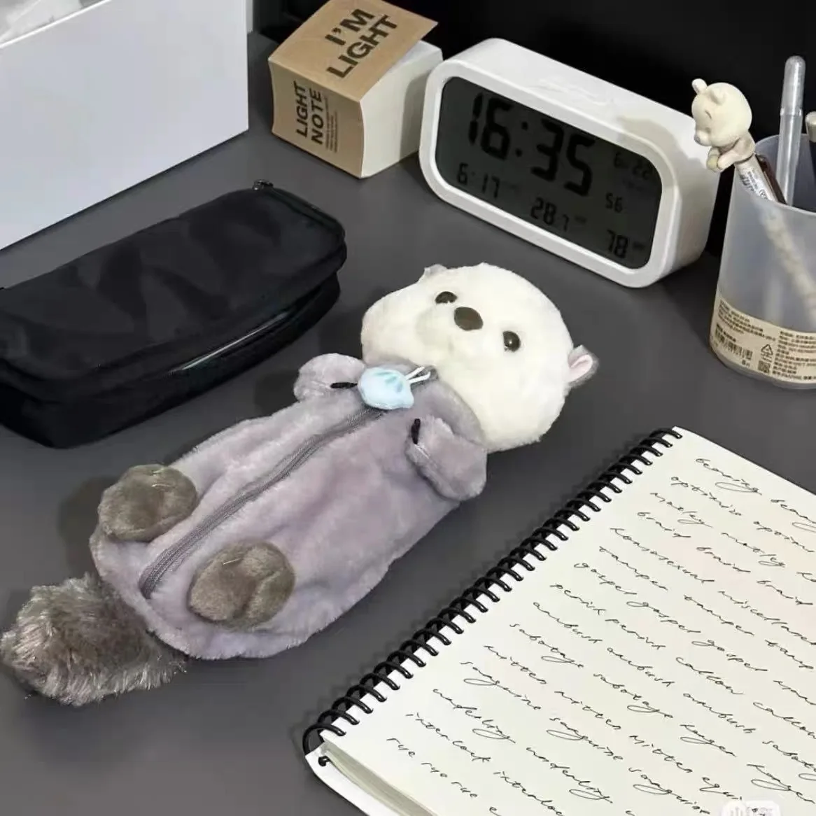 Custom Plush Sea Otter Pencil bag Pen Bag Small Objects Stationery Bag Cat plush toy stuffed animals Plush pen case for students