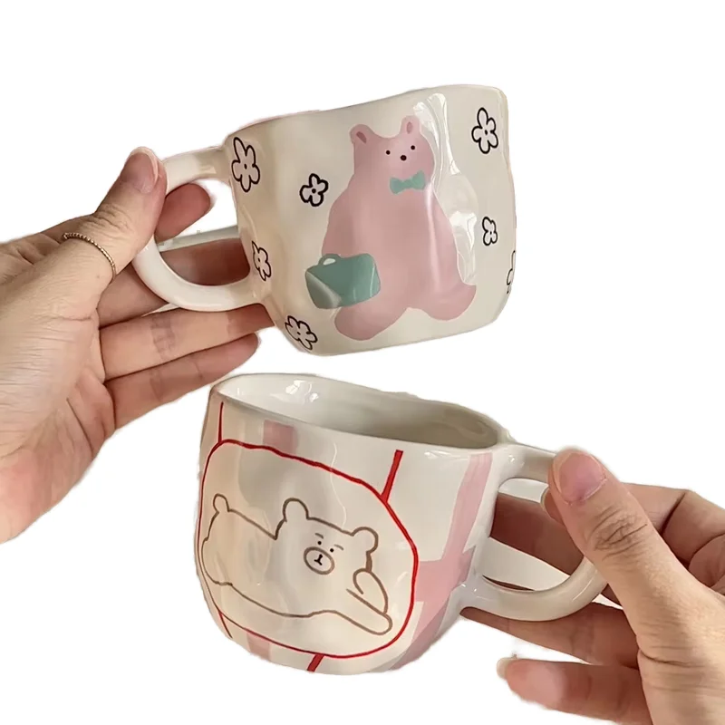 Lelyi Factory Direct Cute Little Bear Ceramic Mug minimalist Design Style for Business Gifts or Regular Coffee Cups