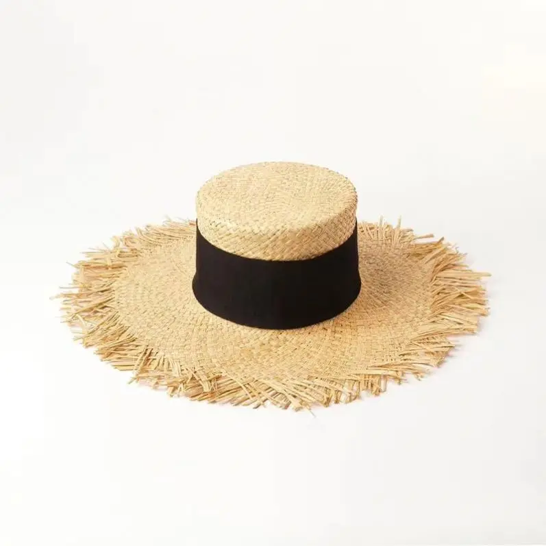 
Trendy Brand Design Women Lady Raffia Hat with Frayed Brim 