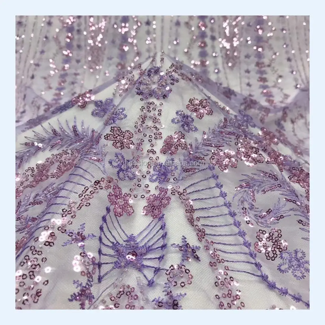Sparkling hottest sequin beaded lace High fashion wholesale lace fabric for evening wedding dress