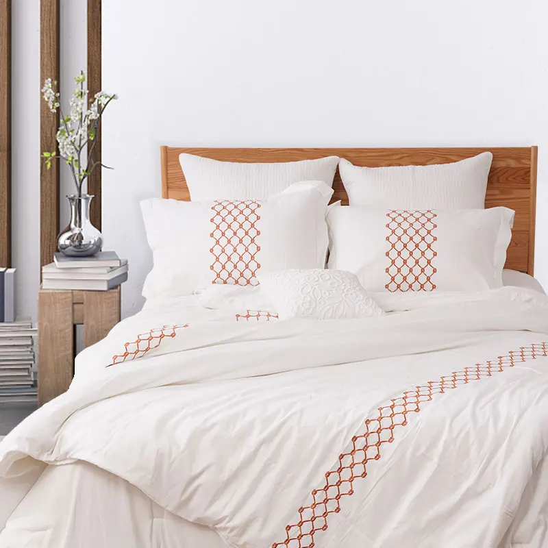 Top Sale Hotel Bed Linen 100% Cotton Embroidery Duvet Set