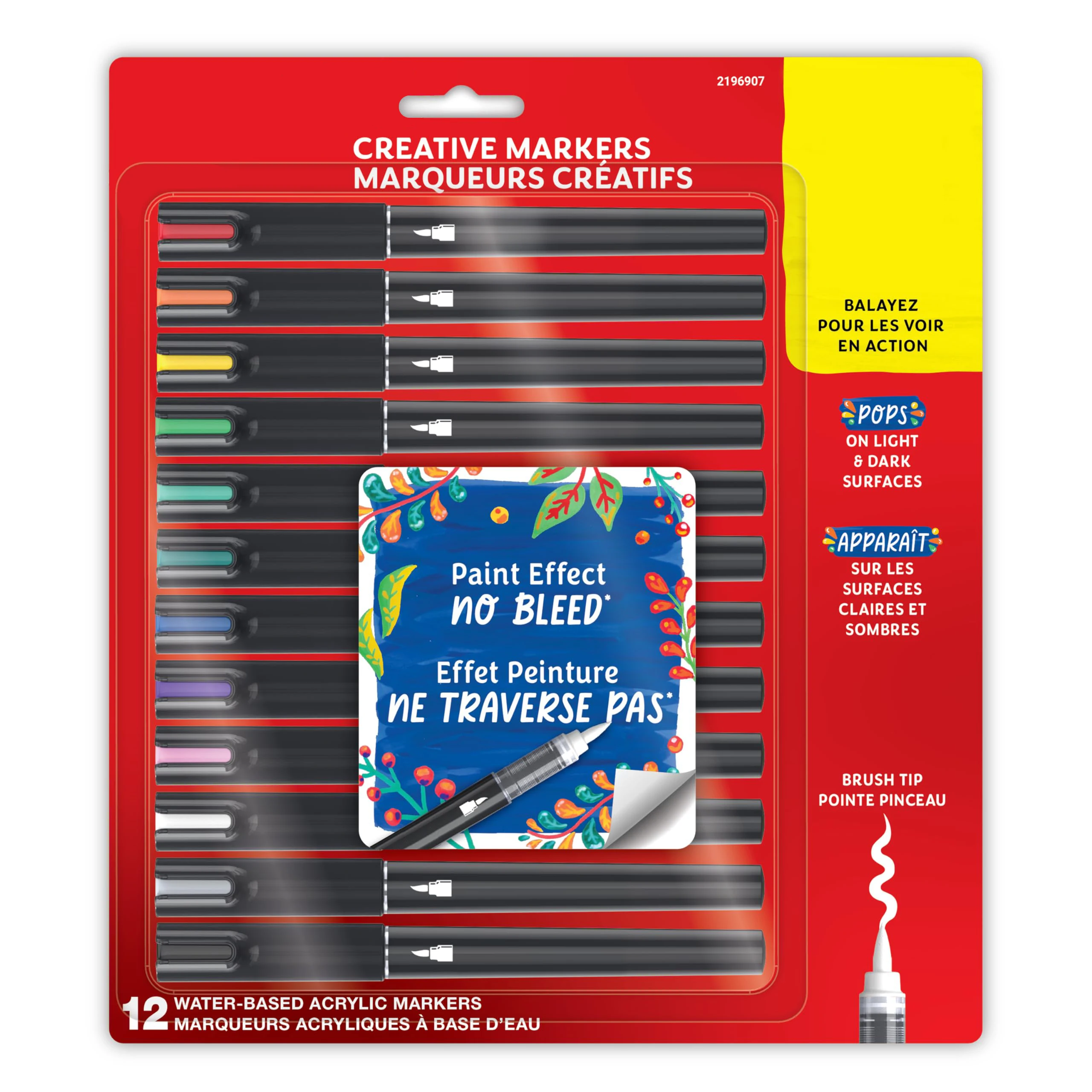 New Design 12 Count Assorted Colors Brush Tip  Acrylic Paint  Markers for Rock Painting Graffiti Stone