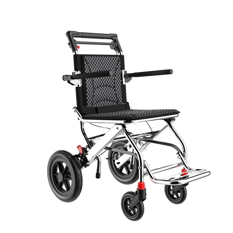 High Quality Foldable Wheelchair Flip-Up Armrest Portable Small Wheelchair Aluminum Alloy Wheelchair
