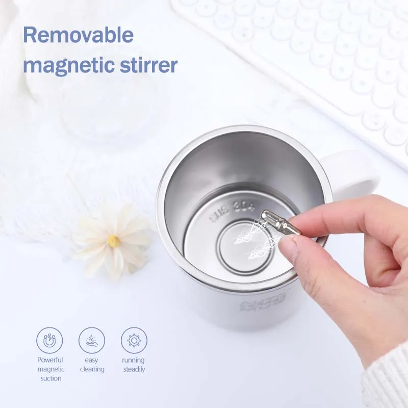 Cute Design Smart Thermal Cup Stainless Steel Coffee Mixing Mug Blender That Automatically Stirs Hot Water