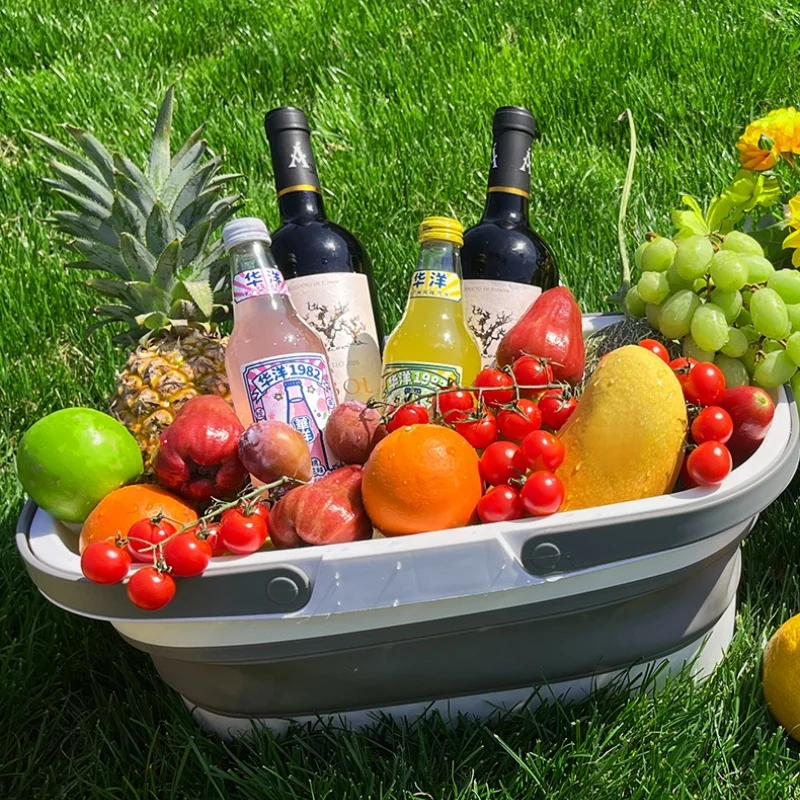 Dust-proof camping storage folding bucket with lid