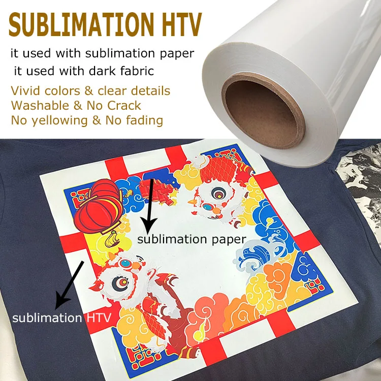 Durable Water-based materials Textile Glossy Matte Sublimation Heat Transfer Htv Vinyl Vinyl For Sublimation Cotton T Shirts