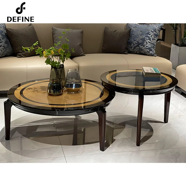 Italian Style High Gloss Plywood Wooden Coffee Table For Villa