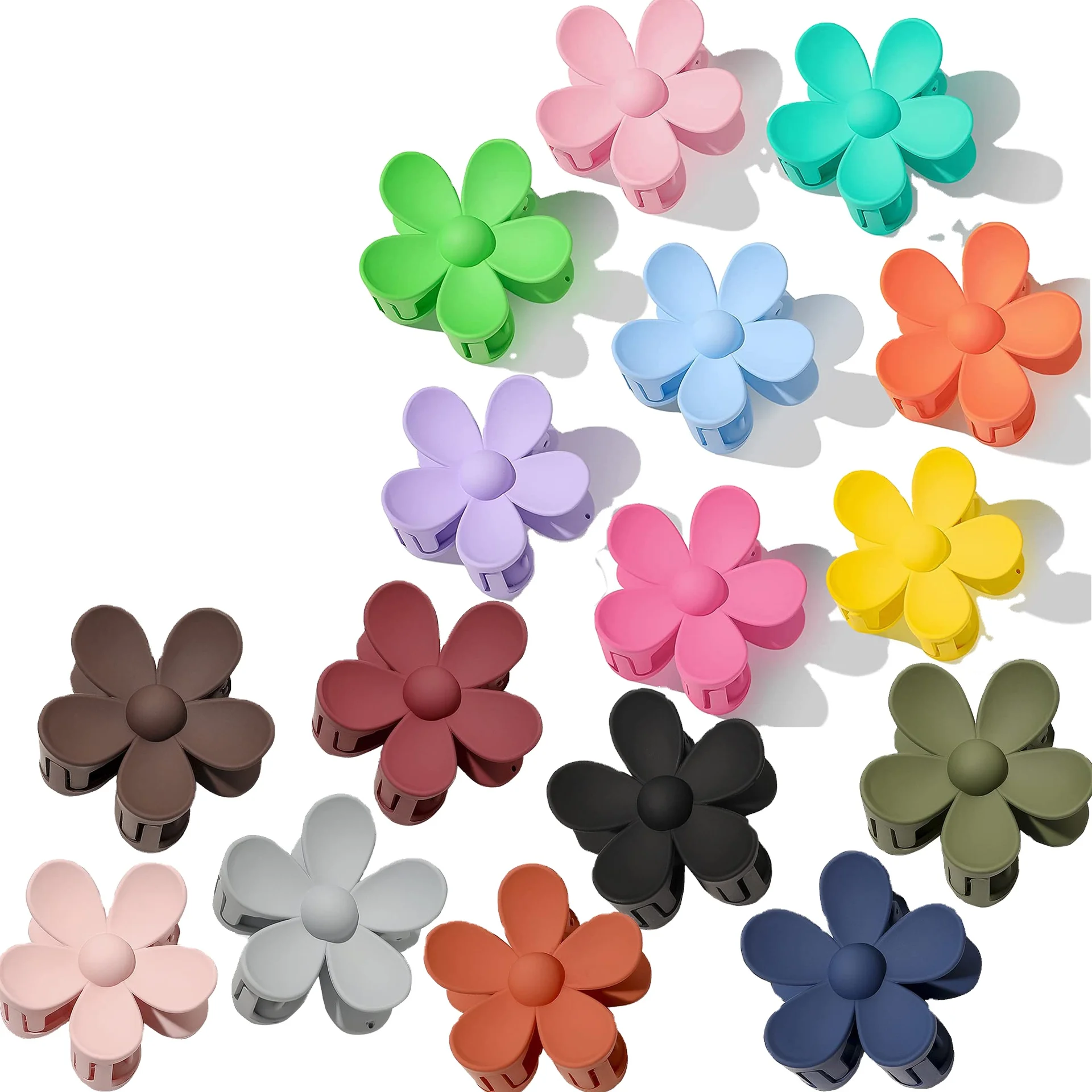 Fashion Women Plastic Hair Claws Crab Clamps Charm Solid Color Flower Shape Lady Small Hair Clips Headdress Hair Accessories