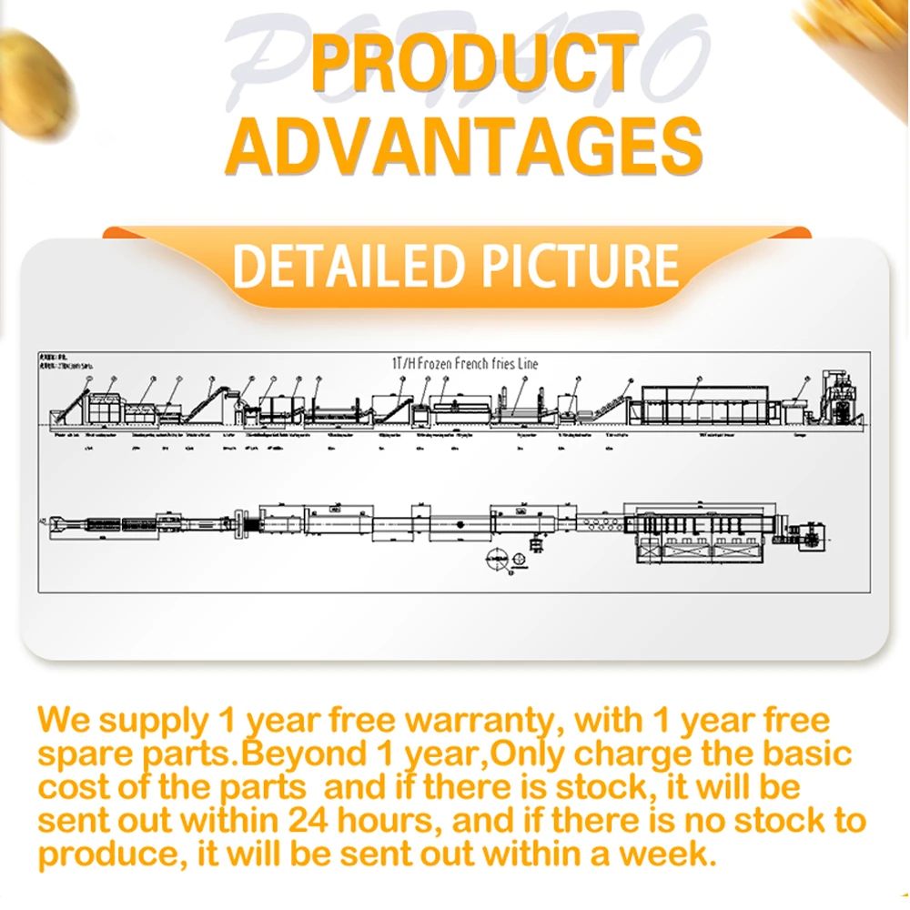 TCA  Full Automatic Frozen French Fries Production Line For Plant/Frozen French Fries Production line