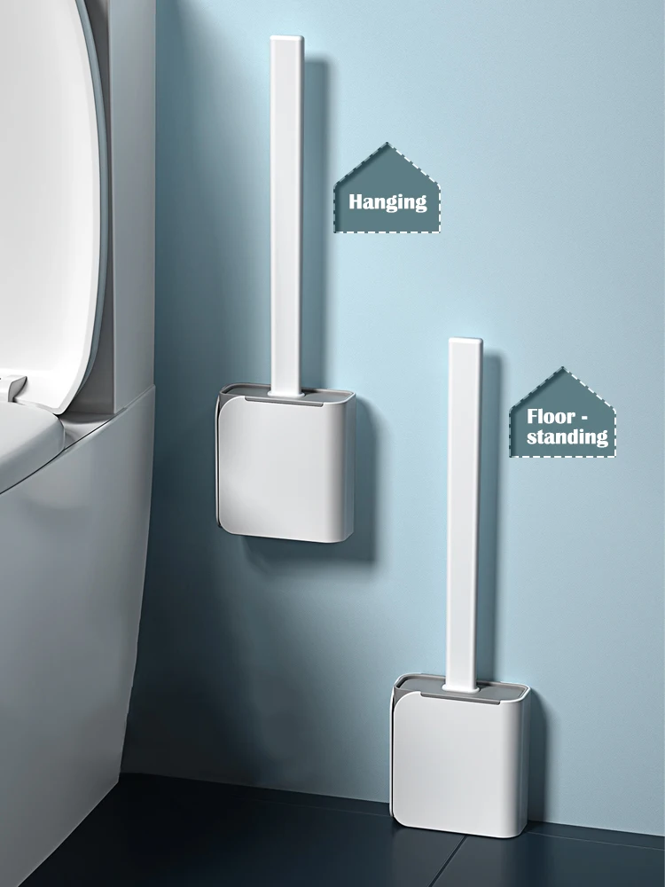 Cozihome TPR Toilet set Brush Head Soft Rubber Wall Hanging Long Handle Toilet Cleaning Brush