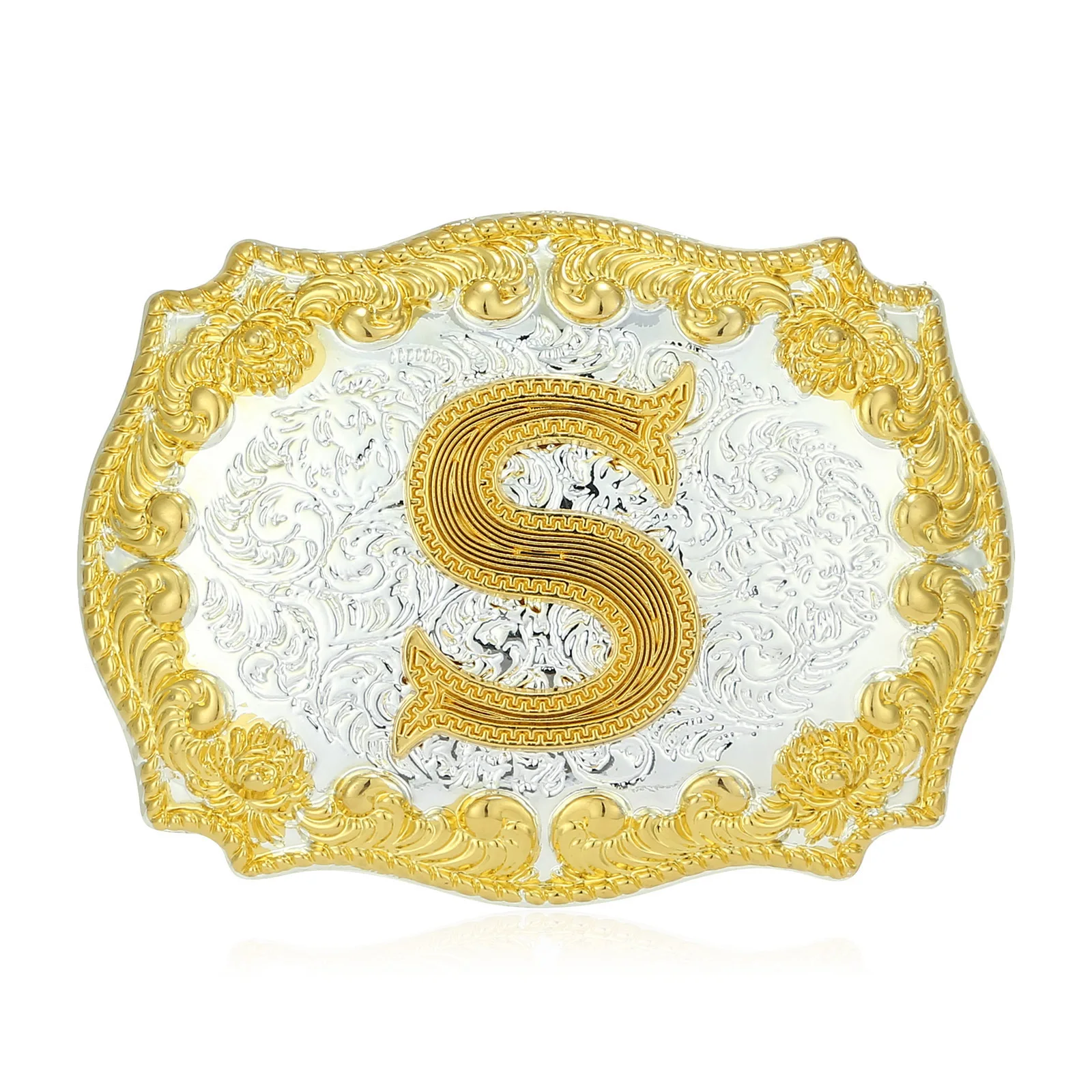 2024 fashion style Western cowboy belt buckle two-tone letter second generation youth fashion belt buckle one piece for belt