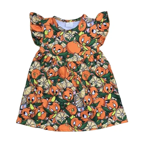 Wholesale children clothing  hot selling milk silk Back to school bag globe alarm clock small fly sleeve dress