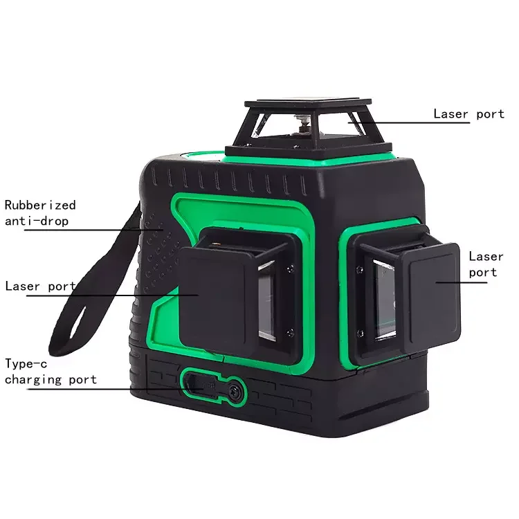 Automatic Self Leveling 360 Rotating Rotary 3D Laser Multi Cross Line Red Green Beam Laser Level 3D 12 Lines Meter