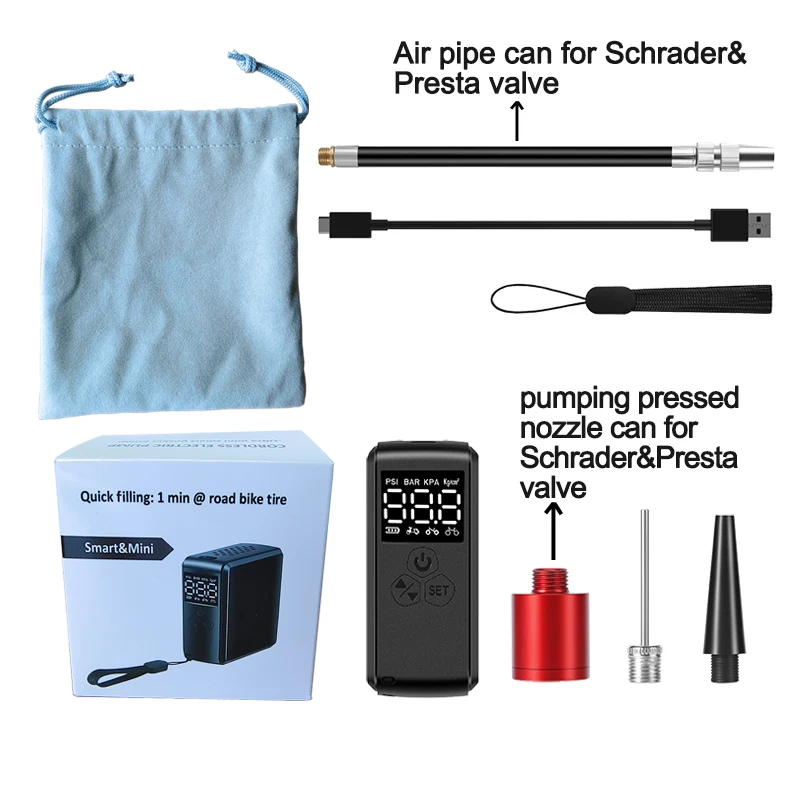 YI JING free custom logo rechargeable mini electric portable ball bike car tire inflator air bicycle pump