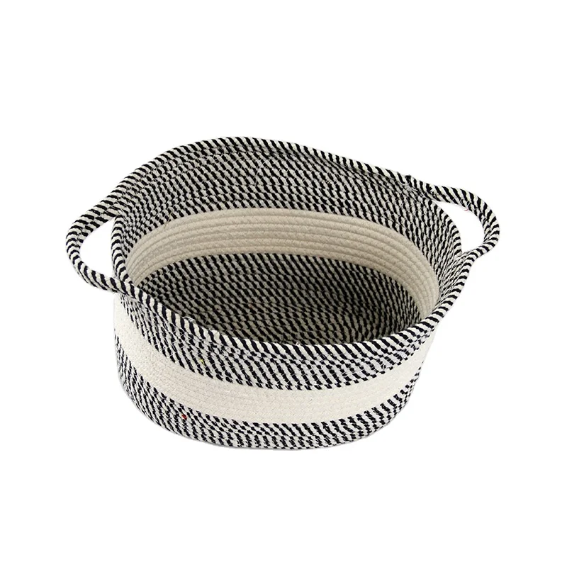 Hanglu Support Custom Woven Laundry Basket Cotton Rope Storage Basket for kid toys diaper cups daily items