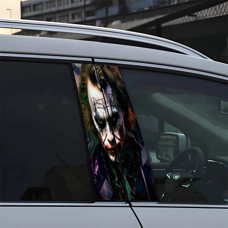 Waterproof Auto B-Pillar Cartoon Joker Stickers Car Center Column Cover Decor with Logo Vinyl Decals Accessories
