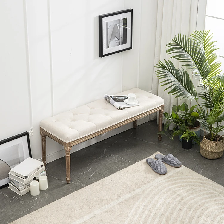 Beautiful Custom Design Home Use Eco-friendly Rubber Wood Soft Sofa Bench Furniture