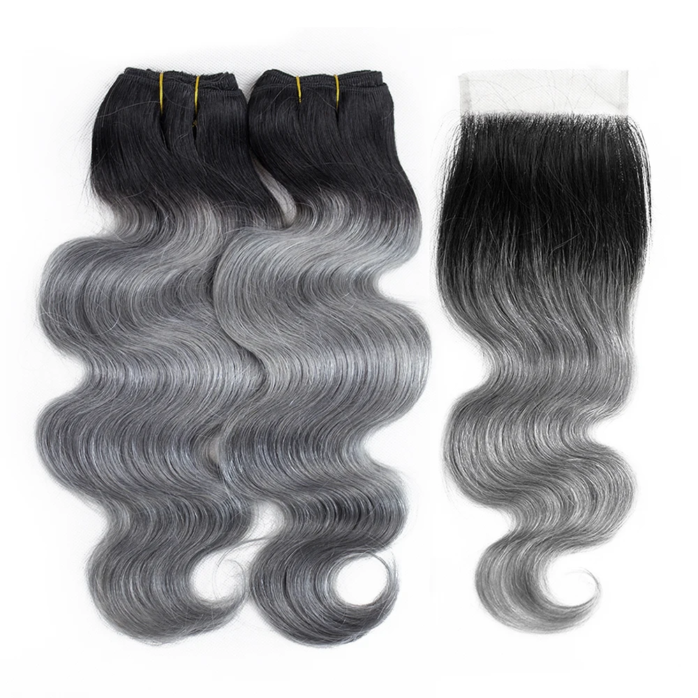 1b/grey ombre body wave hair new style virgin remy brazilian grey human hair