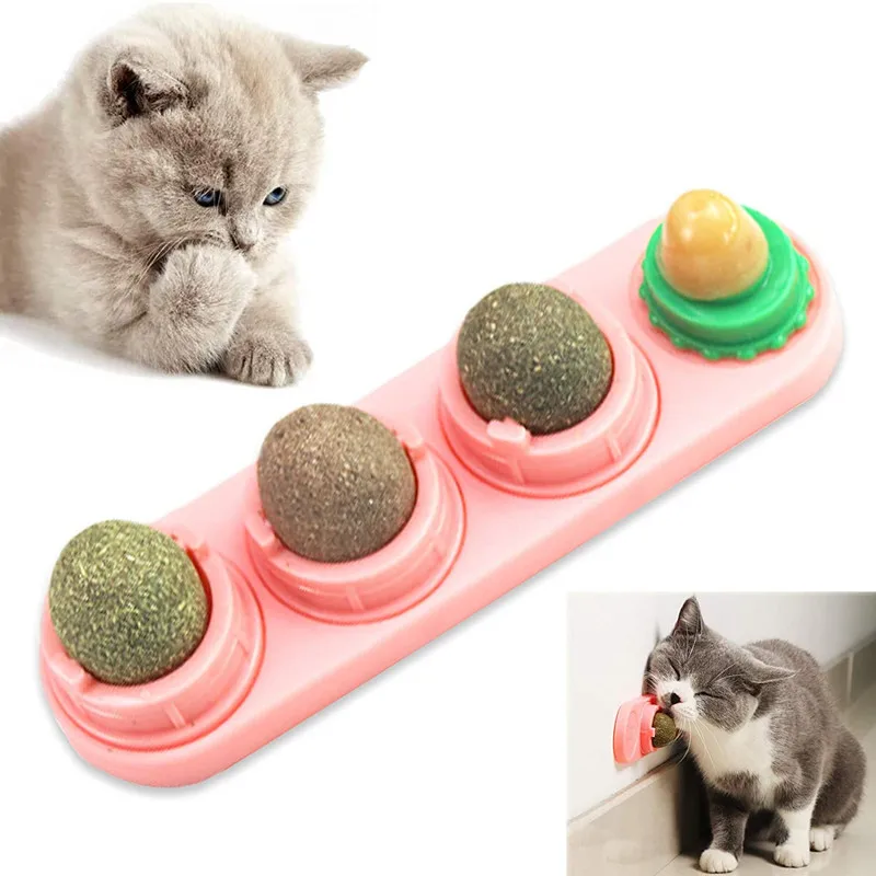 
Catnip Toys for Cats Toys Catnip Edible Balls Natural Rotatable Licking Treats Toys 