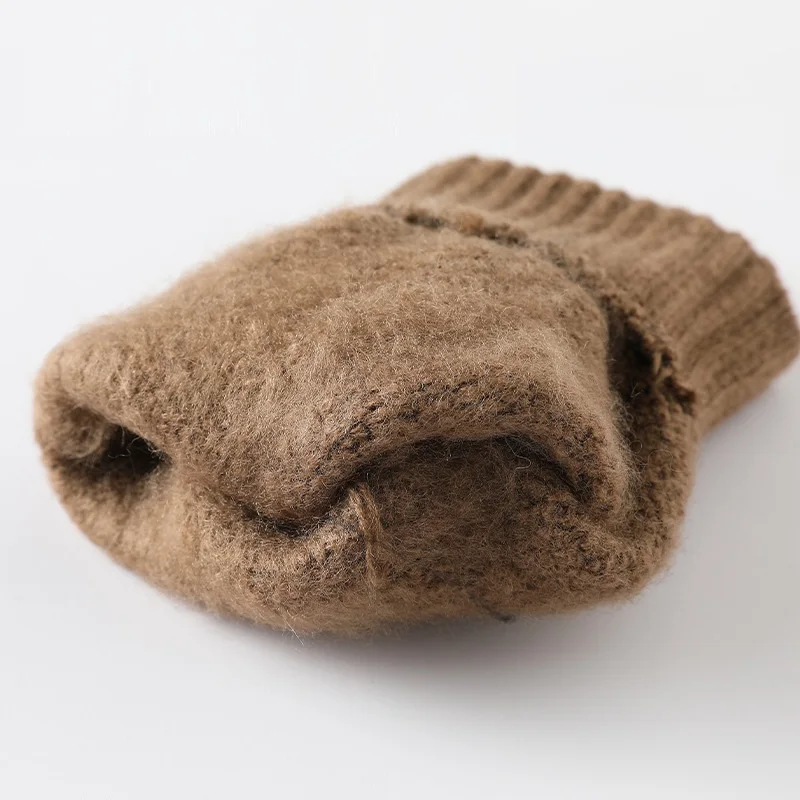 Winter Outdoor Men Women Plush Jacquard Knit Gloves Cheap Touch Screen Warm Gloves For Bike Riding