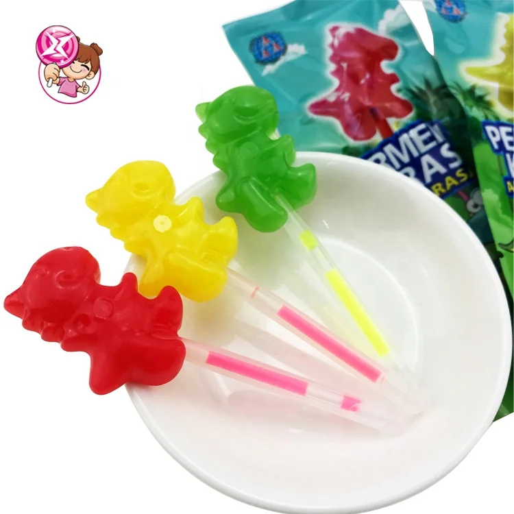 New arrival halal fluorescent lollipop cartoon Dinosaur lollipop with glow stick