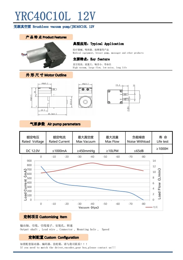 JAP 4001L высоковакуумный бесщеточный вакуумный насос с длительным сроком службы DC 12 0 V воздушные насосы для молокоотсоса