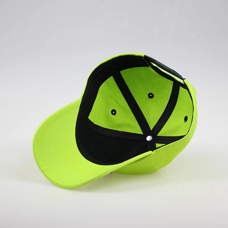 Custom High Quality 100% Cotton 6 Panel Distressed Baseball Cap Plain Neon Green Unstructured Dad Hat