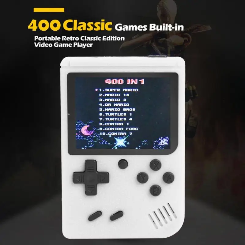 400 игр в одном портативная видеоигра с двойным проигрывателем и AV-кабелем для подключения телевизора детей подарок