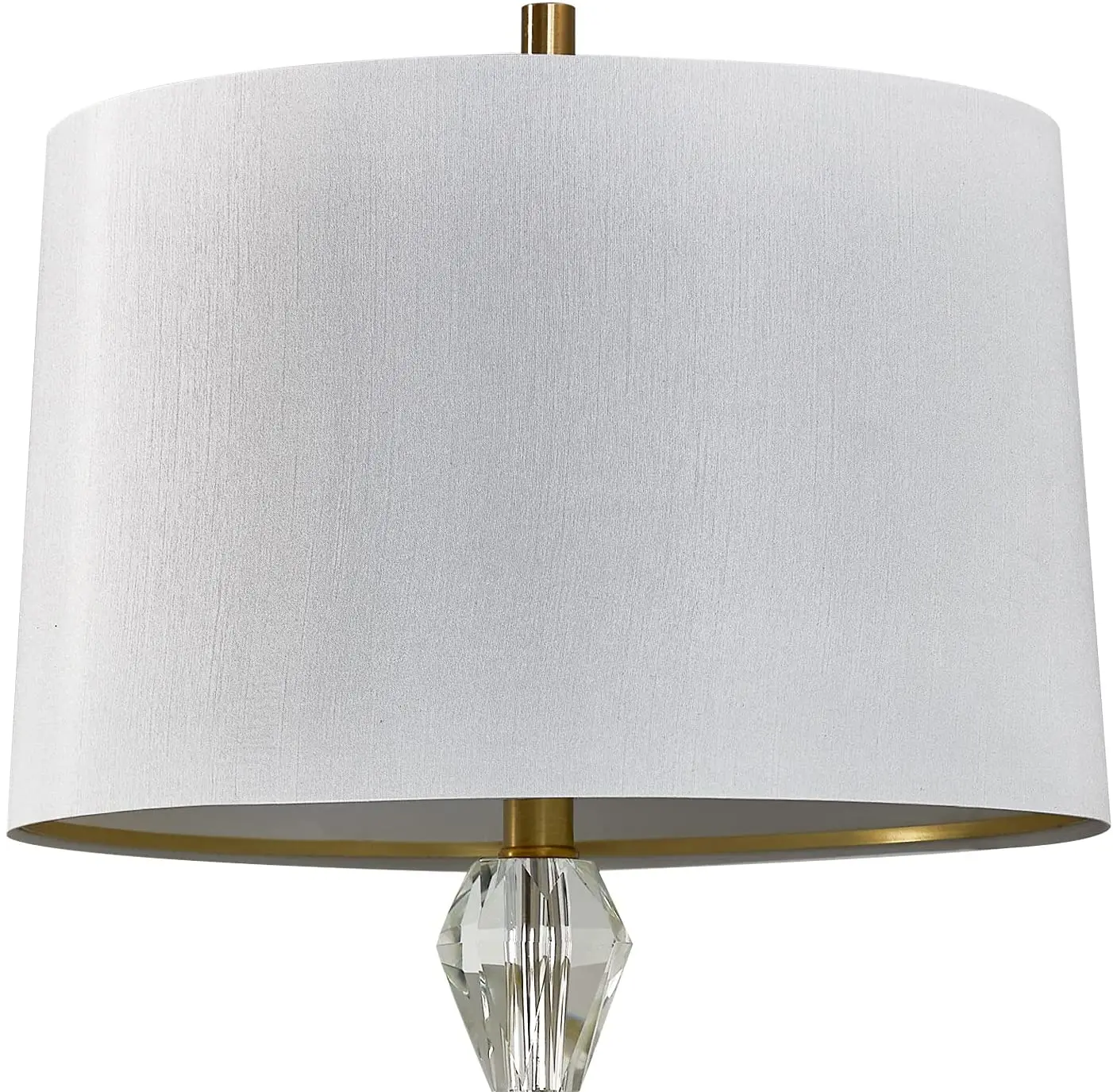 Modern Crystal Stacked Ball Floor Lamp Reading Antique Copper White Fabric Shade for Living
